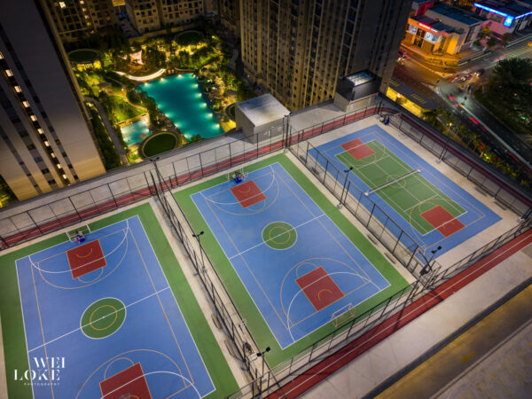 One Equine Residence rooftop basketball courts architectural photography