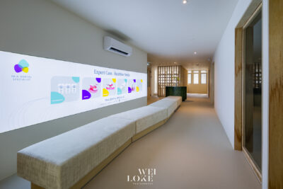 Premium healthcare photography of Tria Dental clinic interior with clean and modern design.